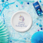 Custom Magical Fantasy Unicorn Birthday Plates ペーパープレート (パーティー)