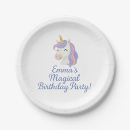 Custom Magical Fantasy Unicorn Birthday Plates ペーパープレート