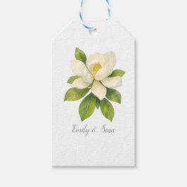 Custom Magnolia Flower Custom Wedding Monogram  ギフトタグ