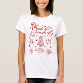 Custom Maid of Honor Coquette Red Bow Bachelorette Tシャツ (正面)
