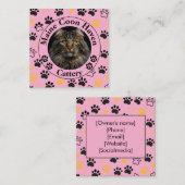Custom Maine Coon Cattery Square Business Card  コーリングカード (正面/裏面)