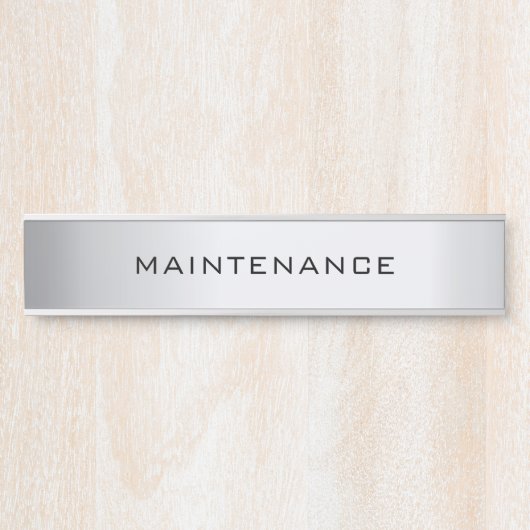 Custom Maintenance Text Elegant Silver Template サインプレート (正面)