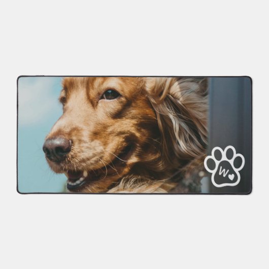 Custom Make Your Own Pet Photo Potrait Monogram デスクマット (正面)