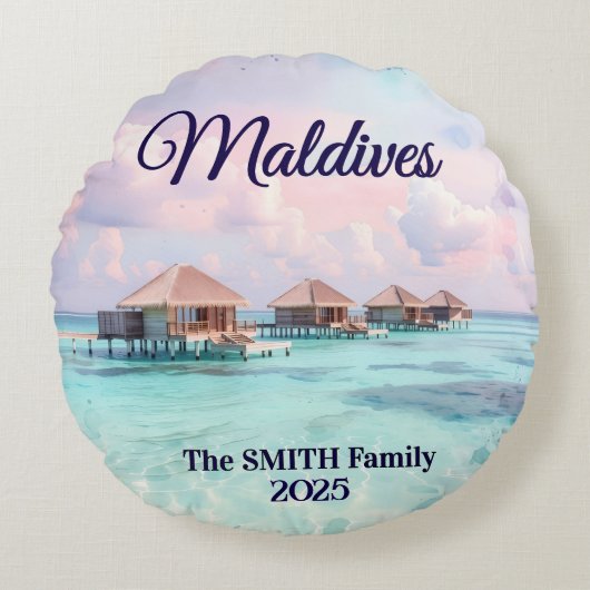 Custom Maldives Family Vacation ラウンドクッション (正面)