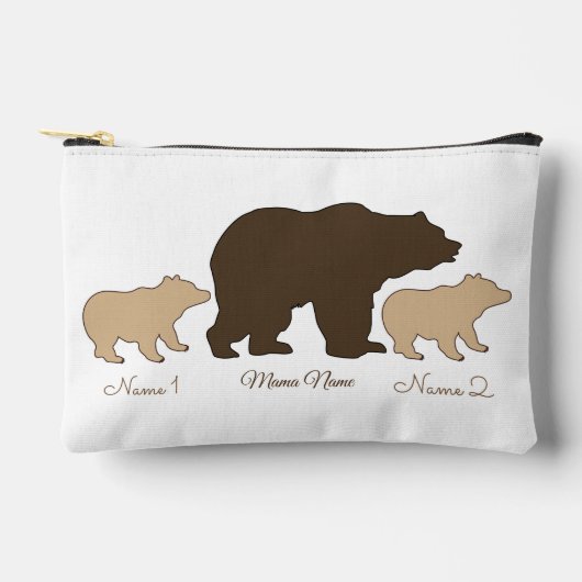 Custom Mama Bear With 2 Kid Names Mothers Day Gift アクセサリーポーチ (正面)