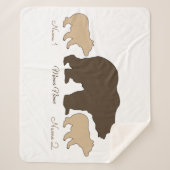 Custom Mama Bear With 2 Kid Names Mothers Day Gift シェルパブランケット (正面)