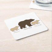 Custom Mama Bear With 2 Kid Names Mothers Day Gift スクエアペーパーコースター (アングル)