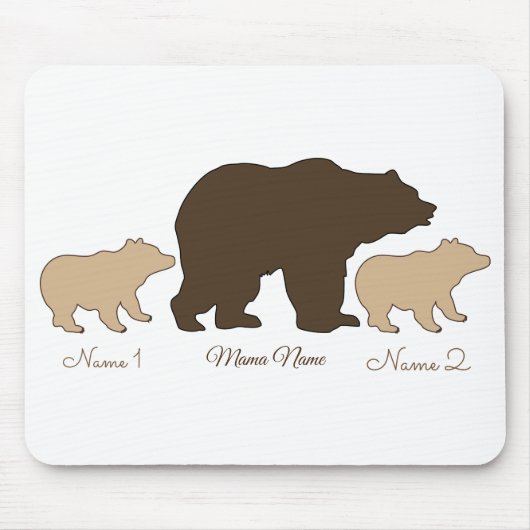 Custom Mama Bear With 2 Kid Names Mothers Day Gift マウスパッド (正面)