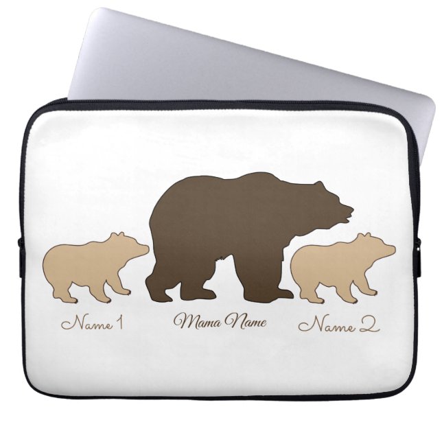 Custom Mama Bear With 2 Kid Names Mothers Day Gift ラップトップスリーブ (正面)