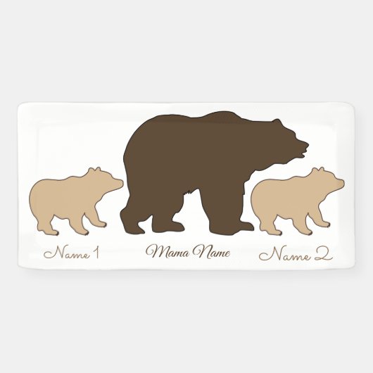 Custom Mama Bear With 2 Kid Names Mothers Day Gift 横断幕 (横)