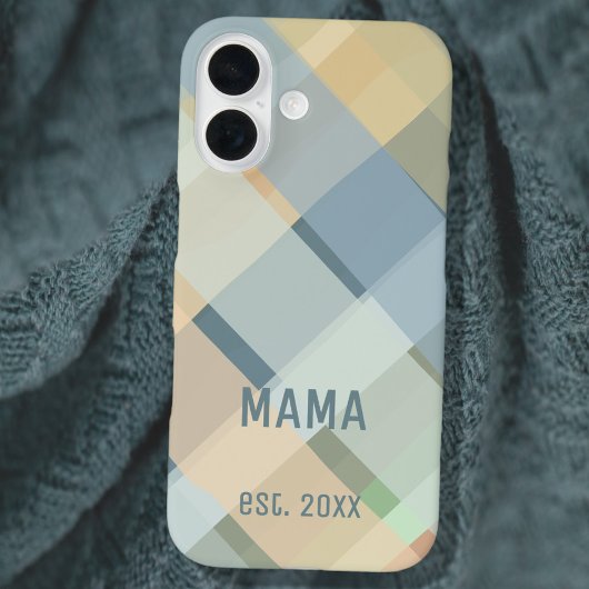 Custom Mama Established Year Pastel Check Plaid Case-Mate iPhoneケース