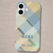 Custom Mama Established Year Pastel Check Plaid Case-Mate iPhoneケース