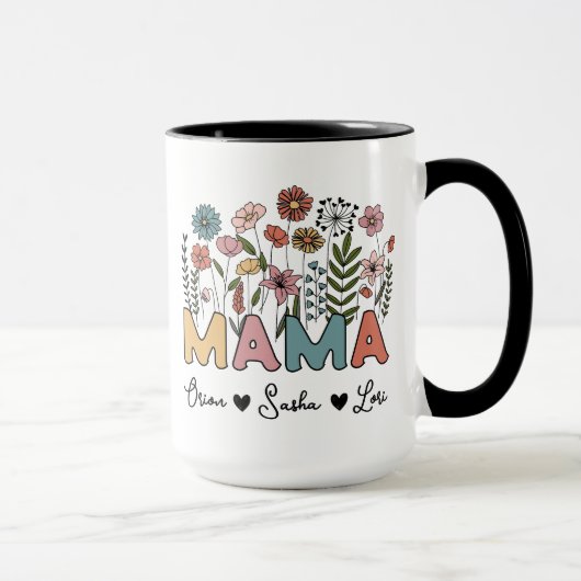 Custom Mama Mug Featuring Her Kids' Names マグカップ (右)