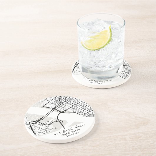 Custom Map "Where We Met" First Date Personalized コースター (側面)