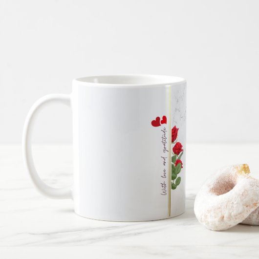 Custom Marble Mug with Red Rose & Name – Mug コーヒーマグカップ (ドーナツ)
