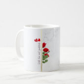 Custom Marble Mug with Red Rose & Name – Mug コーヒーマグカップ (正面左)