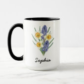 Custom March Birth Flower - Personalized Name マグカップ (左)