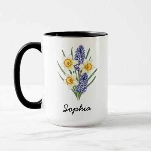 Custom March Birth Flower - Personalized Name マグカップ (左)