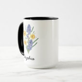 Custom March Birth Flower - Personalized Name マグカップ (正面左)