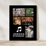 Custom Marching Band Orchestra Music Photo Collage ポスター<br><div class="desc">This custom marching band or orchestra photo collage design features your uploaded photo/s, musical notes and 2 lines of custom text. Add your musician's name, band or orchestra name or any text you'd like. Change the background color to match your school's colors. Just click on "customize" and then the small...</div>