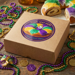 Custom Mardi Gras King Cake & Baby ラウンドシール