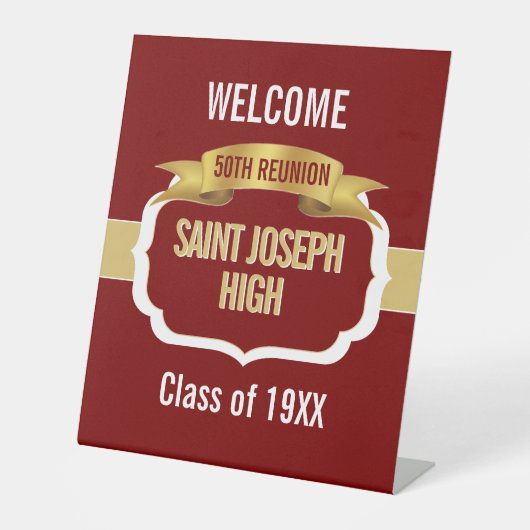 Custom Maroon 50th Class Reunion 台座サイン (正面)