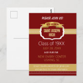 Custom Maroon 50th Class Reunion Invite ポストカード (正面/裏面)