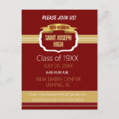 Custom Maroon 50th Class Reunion Invite ポストカード (正面)