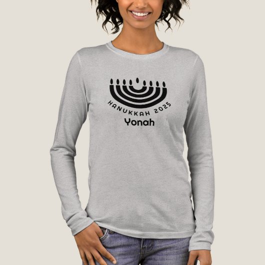 Custom Matching Hanukkah 2025 Menorah Minimalist トライブレンドTシャツ (正面)