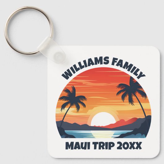 Custom Maui Trip Cool Sunrise Palm Trees キーホルダー (正面)