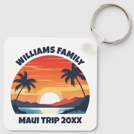 Custom Maui Trip Cool Sunrise Palm Trees キーホルダー (裏面)