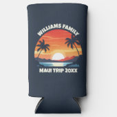 Custom Maui Trip Cool Sunrise Palm Trees スリム缶クーラー (正面)