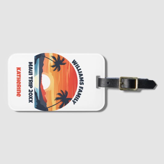 Custom Maui Trip Cool Sunrise Palm Trees ラゲッジタグ (正面横)