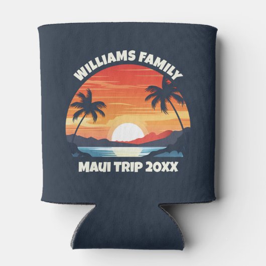 Custom Maui Trip Cool Sunrise Palm Trees 缶クーラー (裏面)