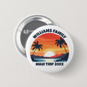 Custom Maui Trip Cool Sunrise Palm Trees 缶バッジ (正面&裏面)