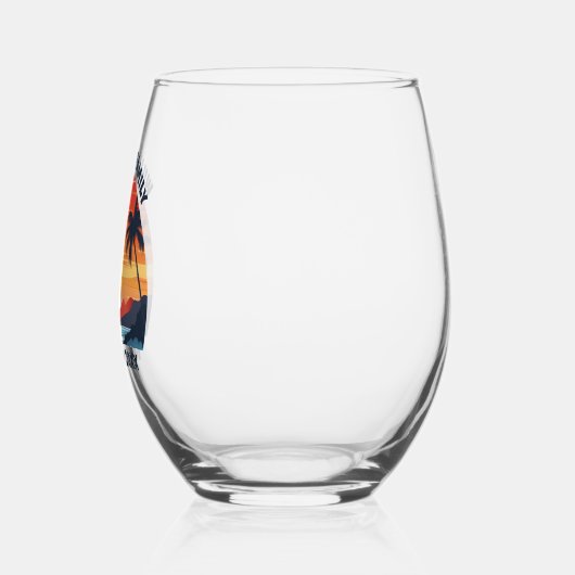 Custom Maui Trip Sunrise Palm Trees Keepsake ステムなしワイングラス (左)