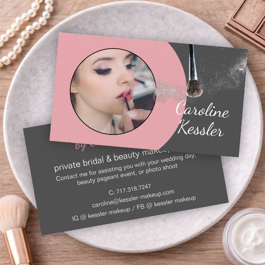 Custom Mauve Taupe Blush Pink Makeup Artist 名刺