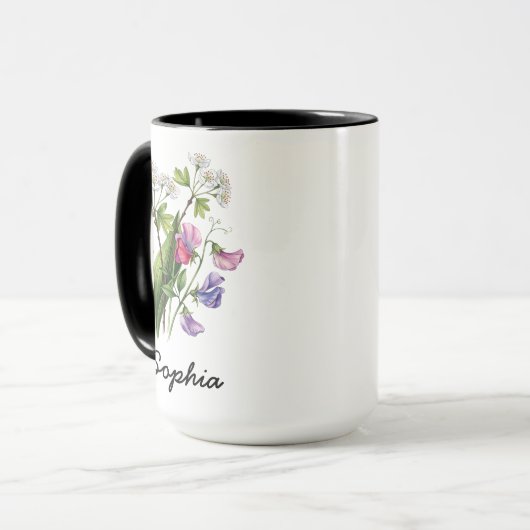 Custom May Birth Flower - Personalized Name マグカップ (正面左)
