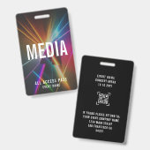 Custom Media Event Staff All Access Pass QR Code バッジ (正面＆裏面)