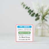 Custom Medical Alert Diabetic Card  スクエア名刺 (スタンド正面)