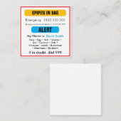 Custom Medical Alert Orange EpiPen Card  スクエア名刺 (正面/裏面)