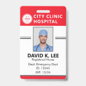 Custom Medical ID Badge | Registered Nurse RN RED バッジ (正面)