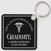 Custom Medical School Black Graduation Keepsake キーホルダー (裏面)