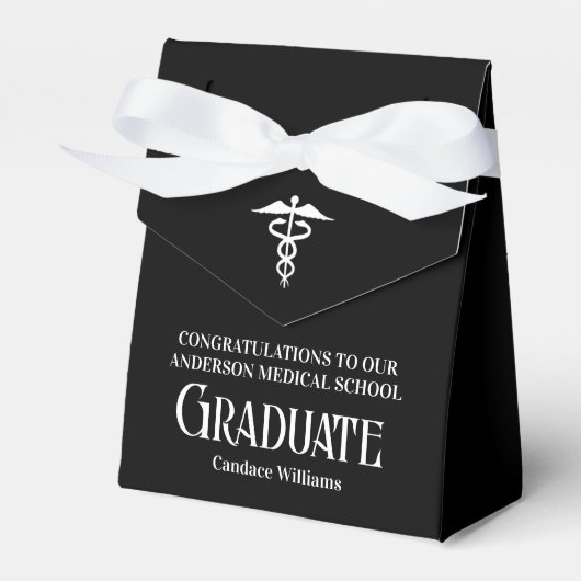 Custom Medical School Black White Graduation Party フェイバーボックス (正面サイド)