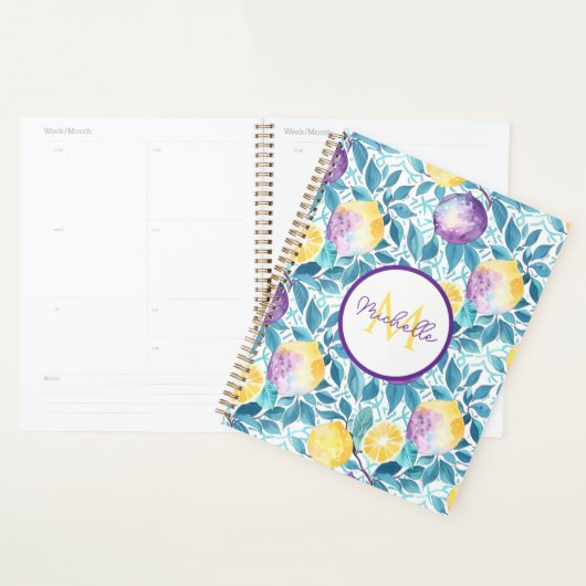 Custom Mediterranean Lemon Pattern Planner プランナー手帳 (ディスプレー)