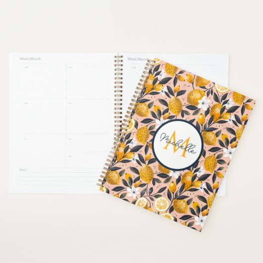 Custom Mediterranean Lemon Pattern Planner プランナー手帳 (ディスプレー)