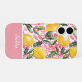 Custom Mediterranean Style Lemon Pattern iPhone 16ケース (裏面横)