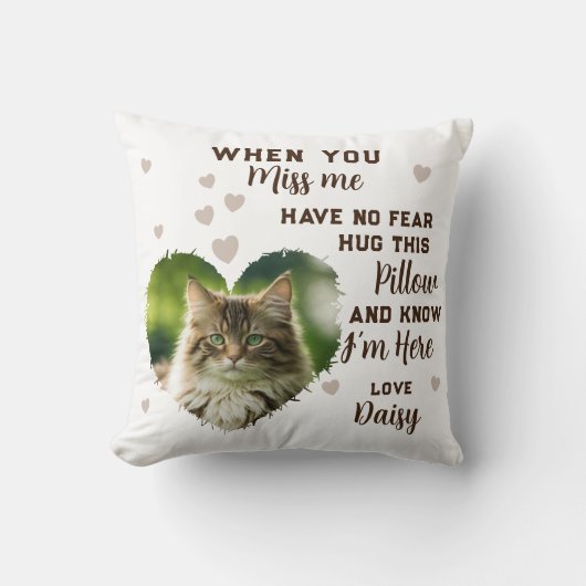 Custom Memorial Cat Throw Pillow クッション (正面)