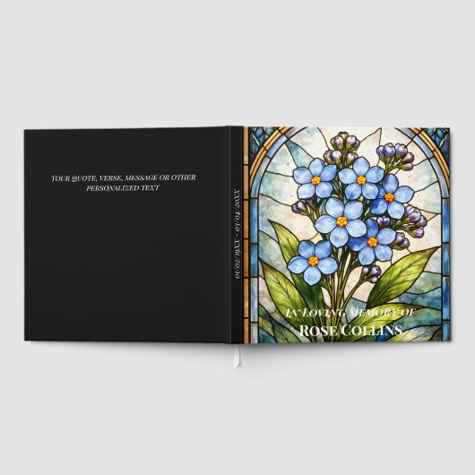 Custom Memorial Forget Me Not Stain Glass Funeral ゲストブック (全面)