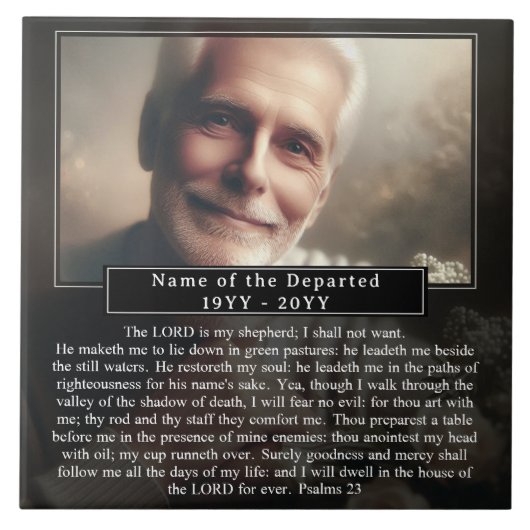 Custom Memorial Keepsake Photo Name Bible Verse タイル (正面)